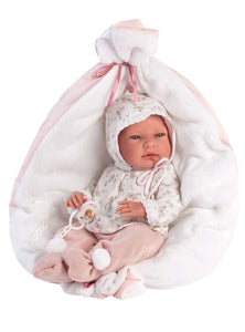 Llorens 15.7" Anatomically-Correct Newborn Doll Nikki with Blanket and Cushion