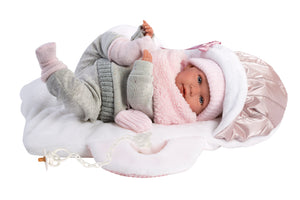 Llorens 16.5" Articulated Newborn Doll Priscilla with Carrycot