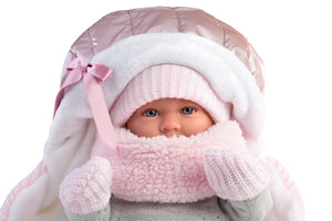 Llorens 16.5" Articulated Newborn Doll Priscilla with Carrycot