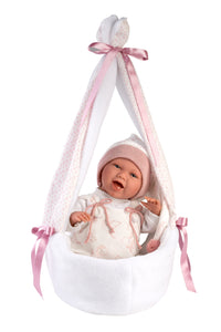 Llorens 16.5" Articulated Newborn Doll Natalia with Carrycot