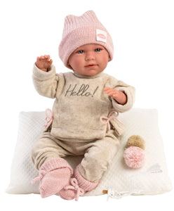 Llorens 16.5" Soft Body Crying Newborn Doll Briana with Cushion