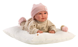 Llorens 16.5" Soft Body Crying Newborn Doll Briana with Cushion