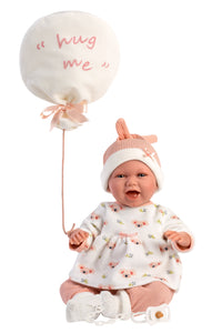 Llorens 16.5" Soft Body Crying Newborn Doll Payton with Balloon