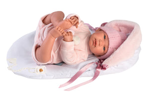 Llorens 17.3" Soft Body Crying Newborn Doll Tiffany with Sleeping Bag