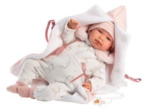 Llorens 17.3" Soft Body Crying Newborn Doll Paulina with Blanket