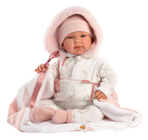 Llorens 17.3" Soft Body Crying Newborn Doll Paulina with Blanket