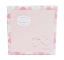 Load image into Gallery viewer, Doudou et Compagnie Pink Bunny Booties with Rattle
