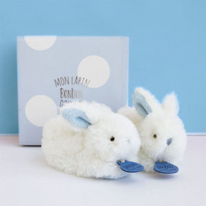 Doudou et Compagnie Blue Bunny Booties with Rattle