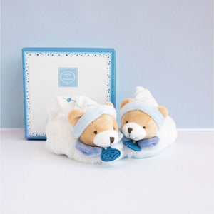 Doudou et Compagnie Blue Bear Baby Booties with Rattle