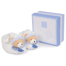 Load image into Gallery viewer, Doudou et Compagnie Blue Bear Baby Booties with Rattle