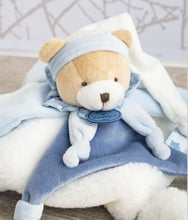 Load image into Gallery viewer, Doudou et Compagnie Blue Bear Blanket Plush Pal
