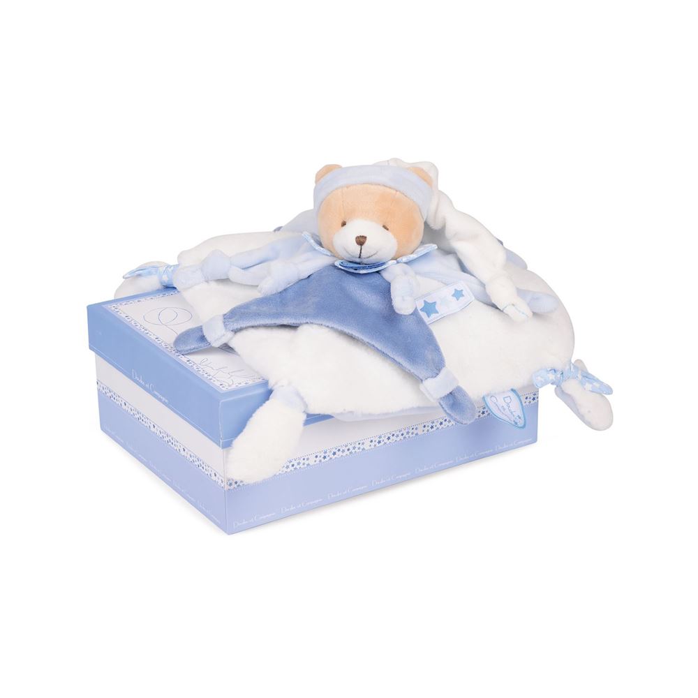 Doudou et Compagnie Blue Bear Blanket Plush Pal