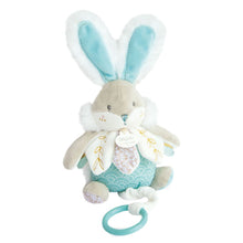 Load image into Gallery viewer, Doudou et Compagnie Sugar Bunny Sea Green Musical Pull Toy