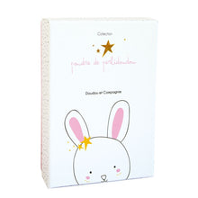 Load image into Gallery viewer, Doudou et Compagnie Star Pink Bunny Plush Pacifier Holder