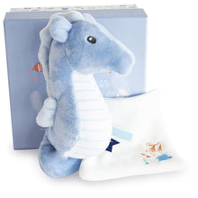 Load image into Gallery viewer, Doudou et Compagnie Under the Sea: Seahorse Plush with Doudou blanket