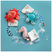 Load image into Gallery viewer, Doudou et Compagnie Under the Sea: Seahorse Plush with Doudou blanket