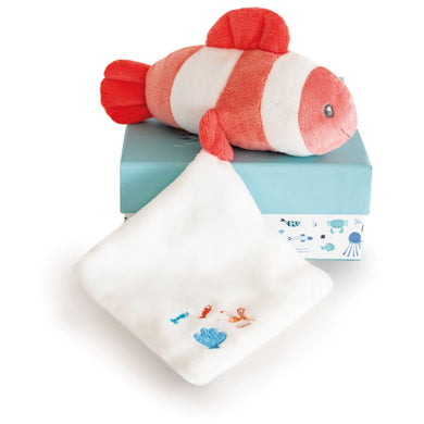 Doudou et Compagnie Under the Sea: Coral Clownfish Plush with Doudou blanket