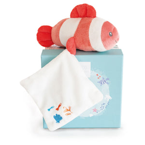 Doudou et Compagnie Under the Sea: Coral Clownfish Plush with Doudou blanket