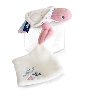 Doudou et Compagnie Under the Sea: Pink Turtle Plush with Doudou blanket