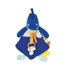 Load image into Gallery viewer, Doudou et Compagnie Dinosaur Blanket With Pacifier Clip