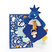 Load image into Gallery viewer, Doudou et Compagnie Dinosaur Blanket With Pacifier Clip